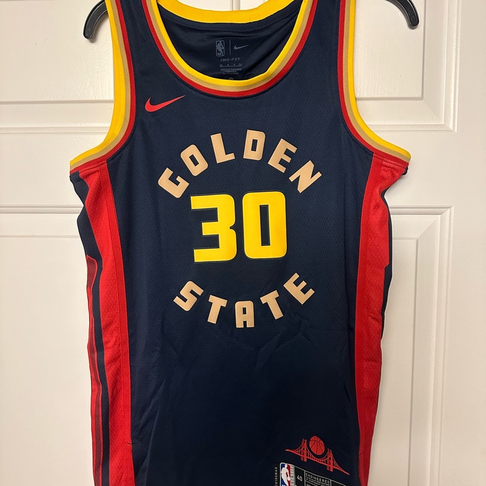 Nike Navy, Yellow & Red Golden State Basketball Jersey #30